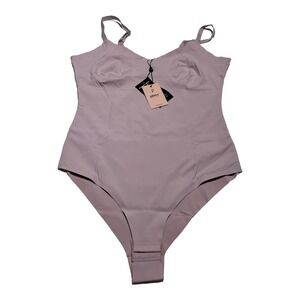 Pinsy V Neck‎ Spaghetti Strap Hourglass Shapewear Bodysuit LARGE LILAC CHEEKY